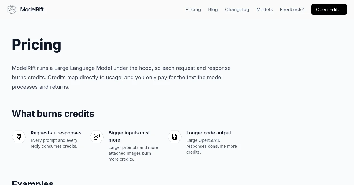 ModelRift pricing page