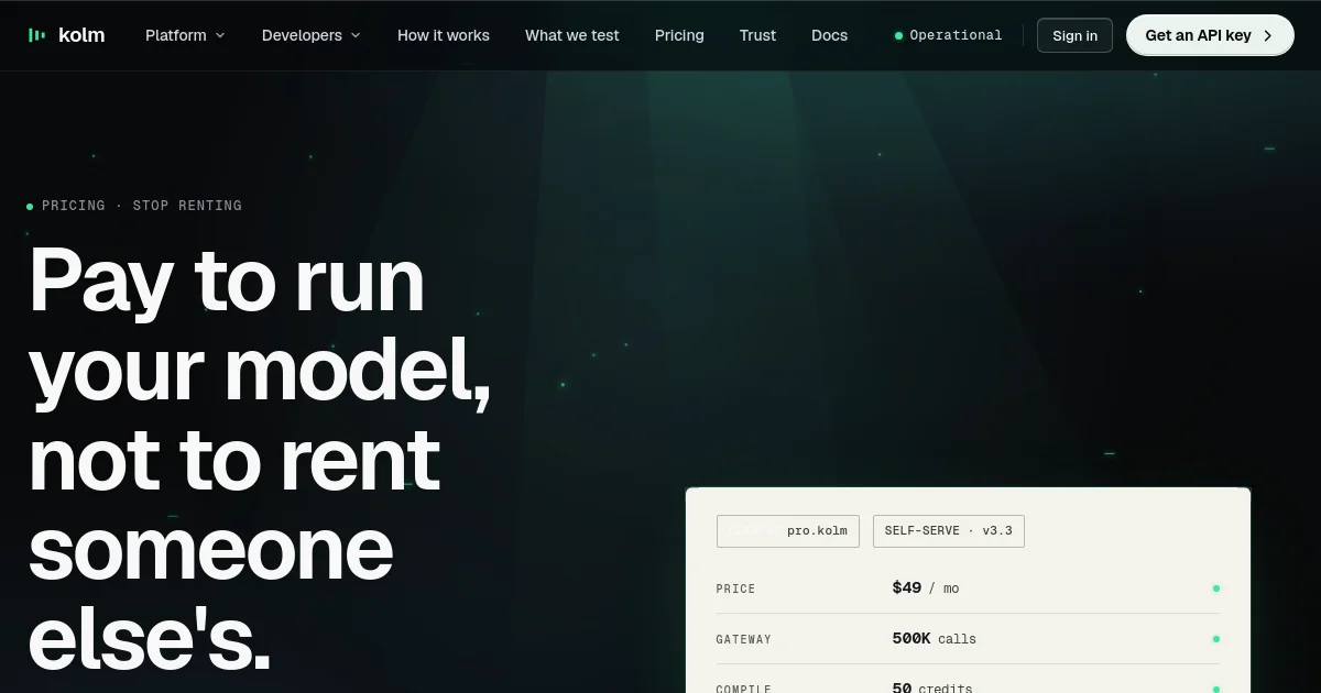 Kolm pricing page