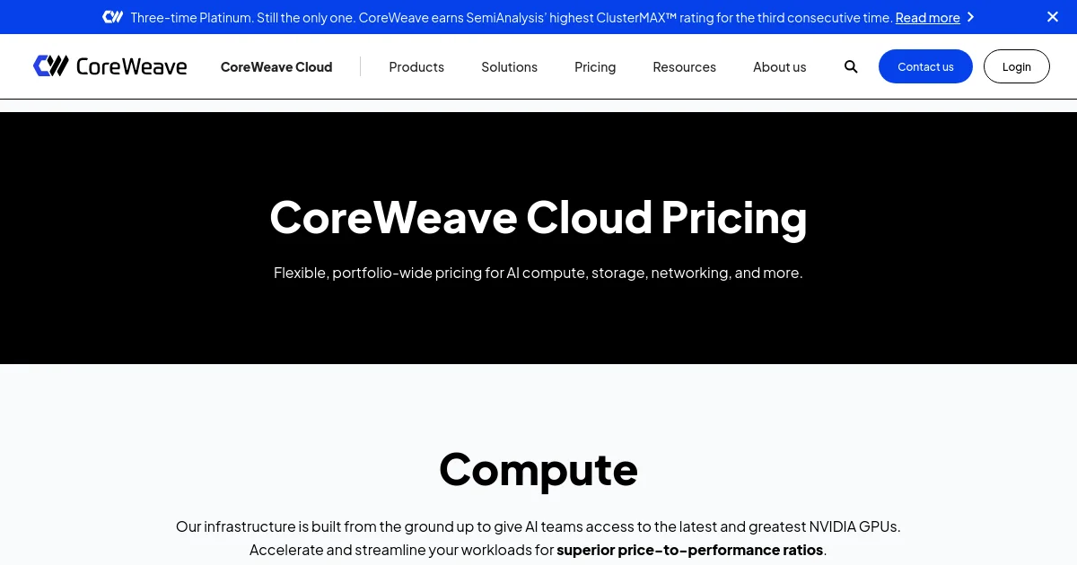 CoreWeave, Inc. pricing page