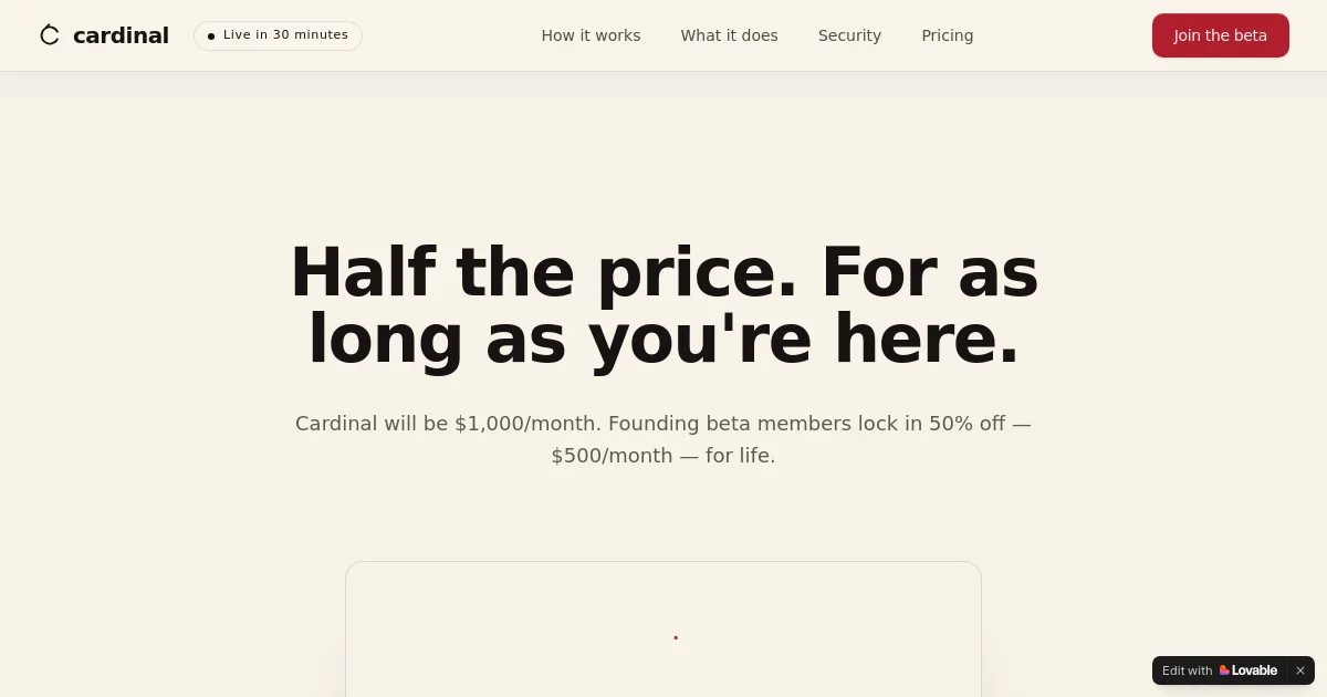 Cardinalea pricing page
