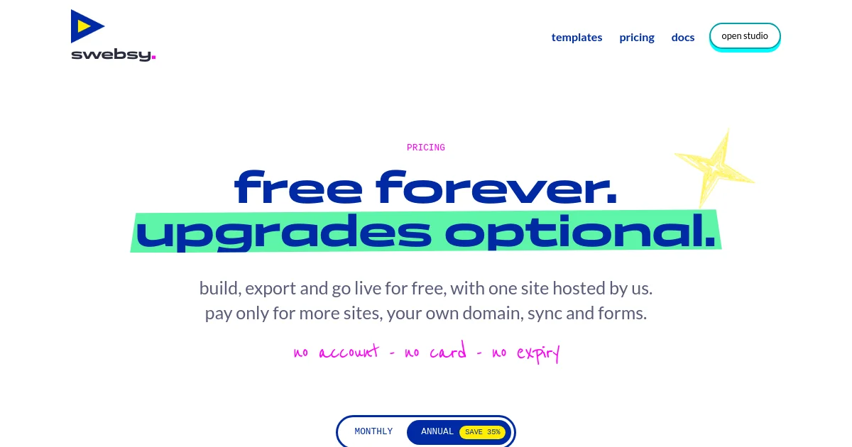 Swebsy pricing page