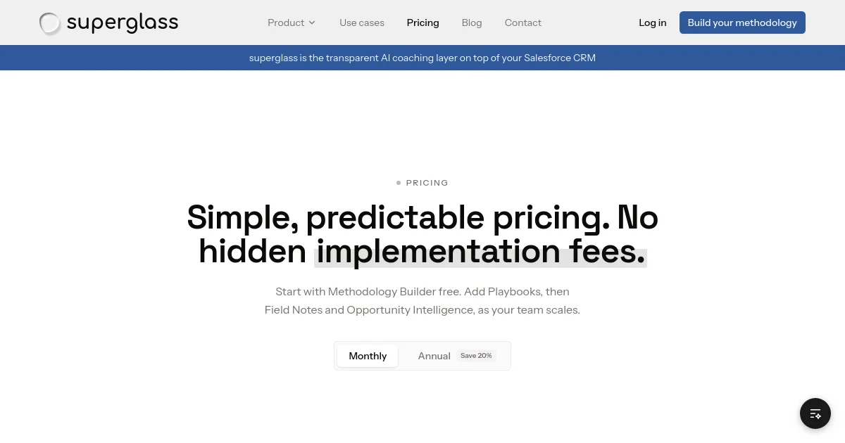 Superglass pricing page