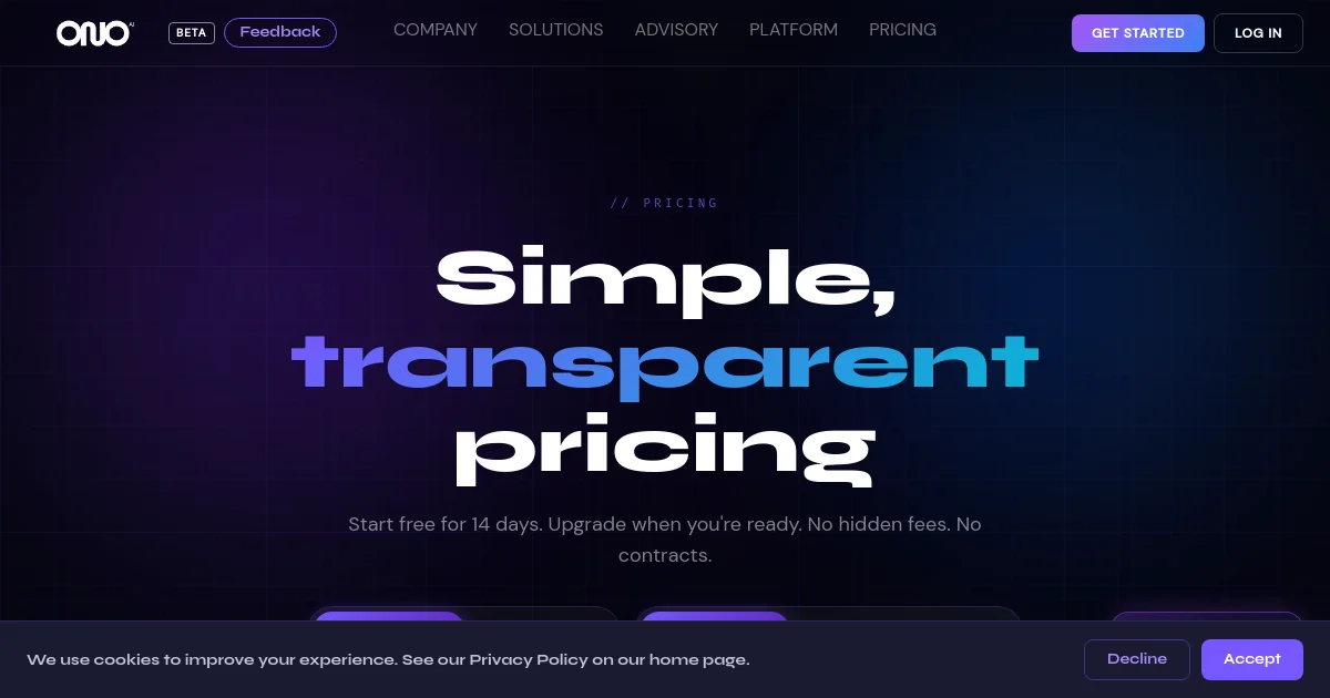 ONO AI pricing page