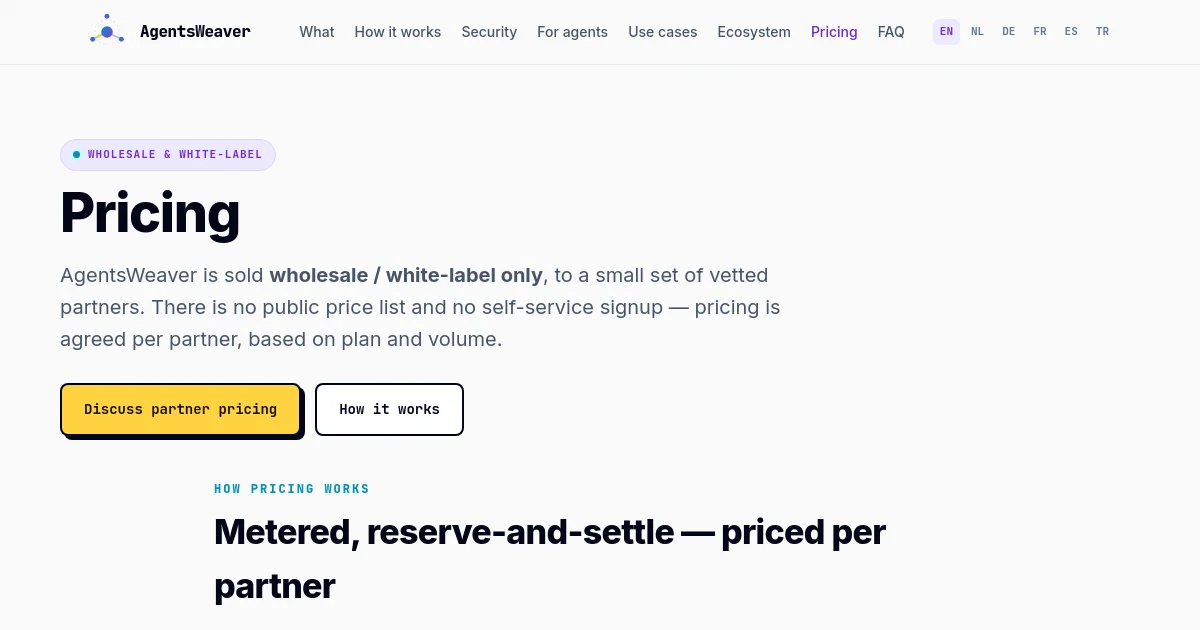 Agentsweaver pricing page