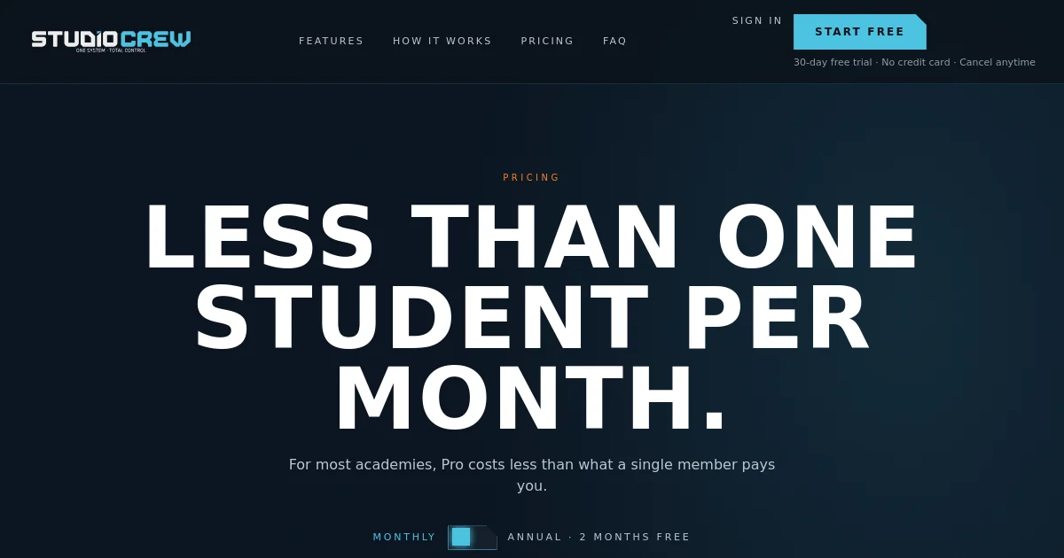 Studiocrew pricing page