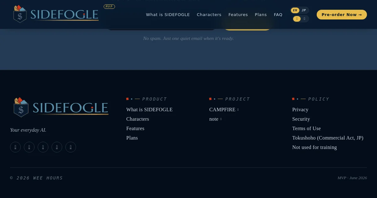Sidefogle pricing page