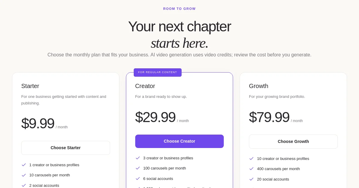 Riffi pricing page