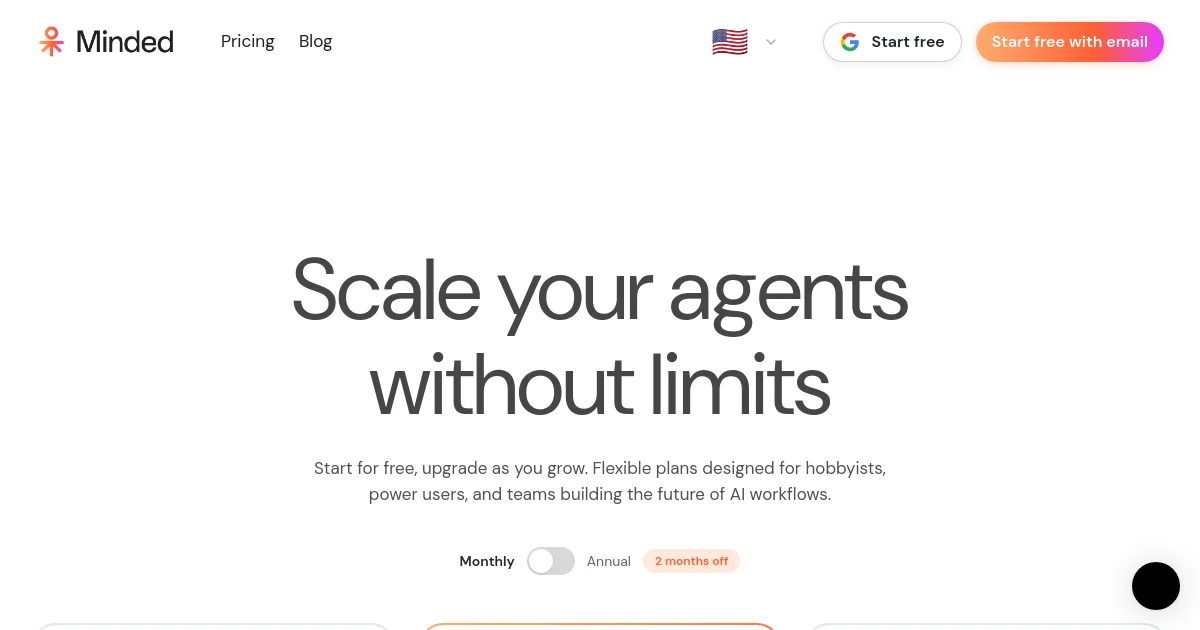 Minded pricing page