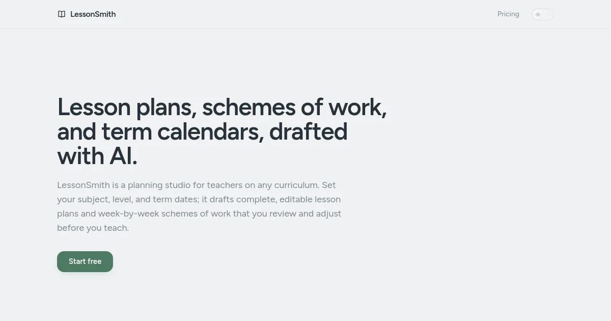 Lessonsmith pricing page