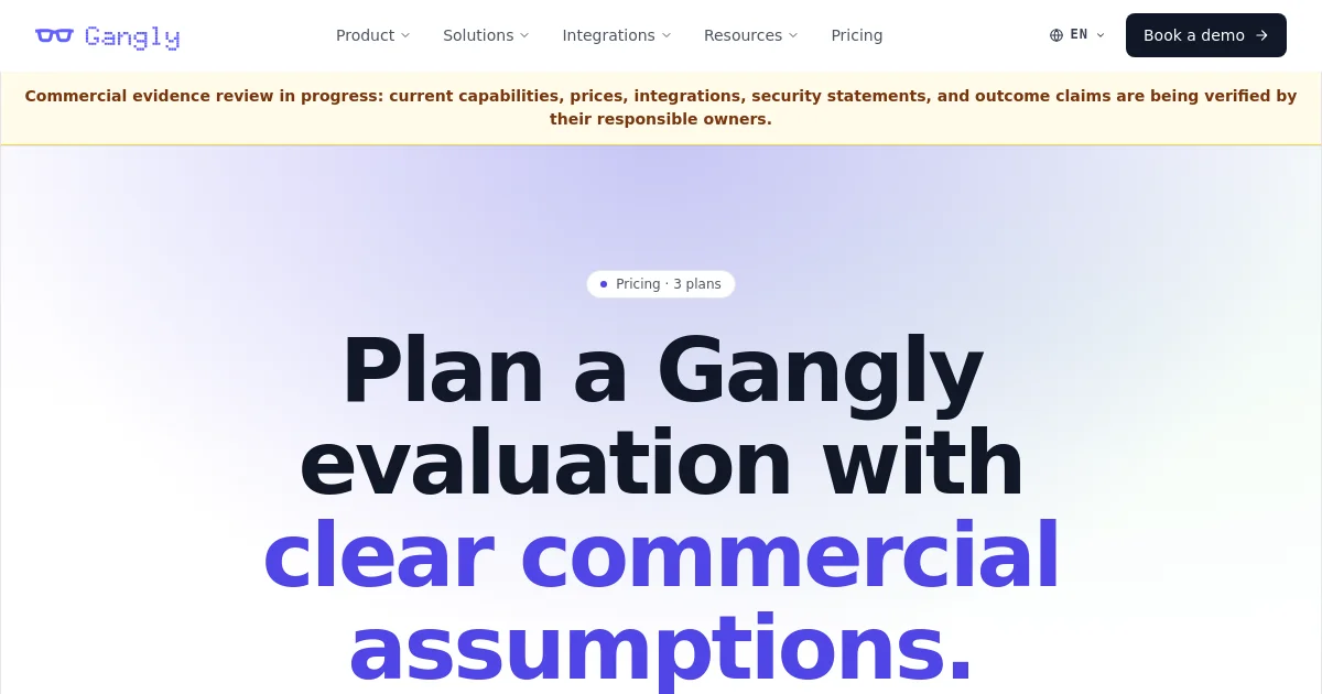 Gangly pricing page