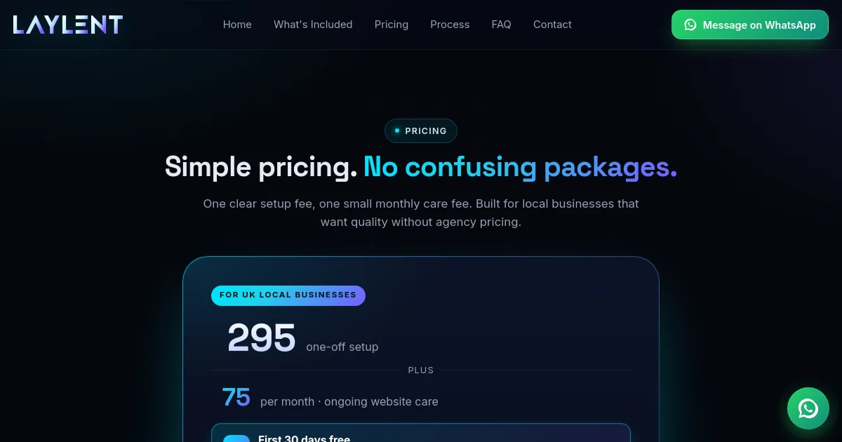 Laylent pricing page