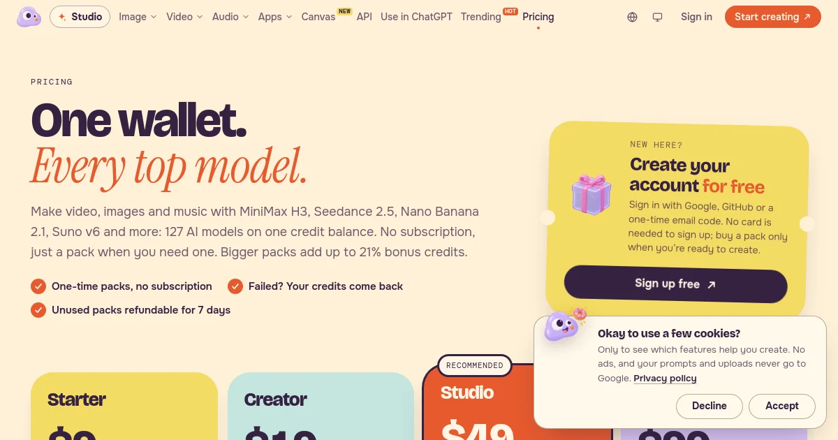 PopNow pricing page