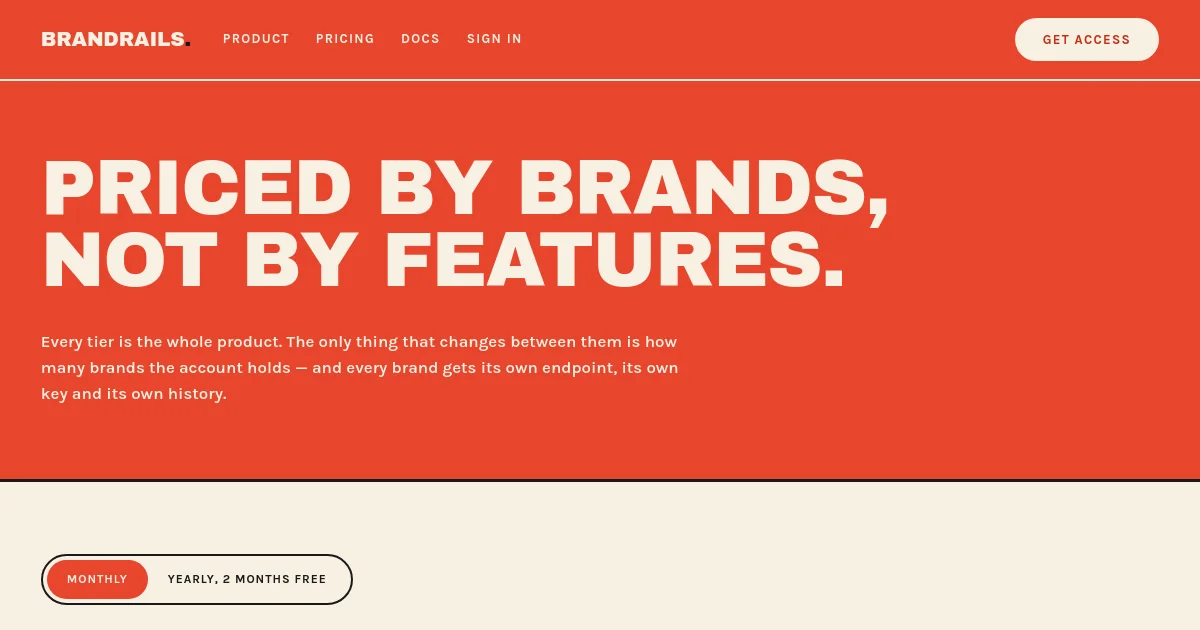 Brandrails pricing page