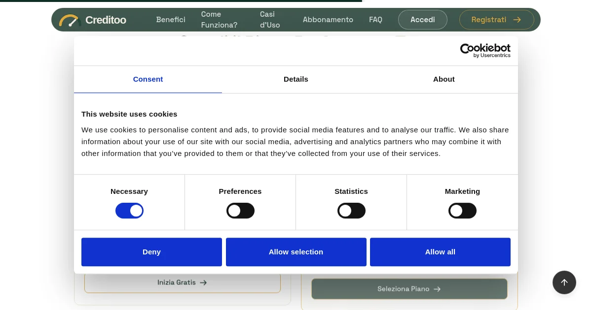 Creditoo pricing page