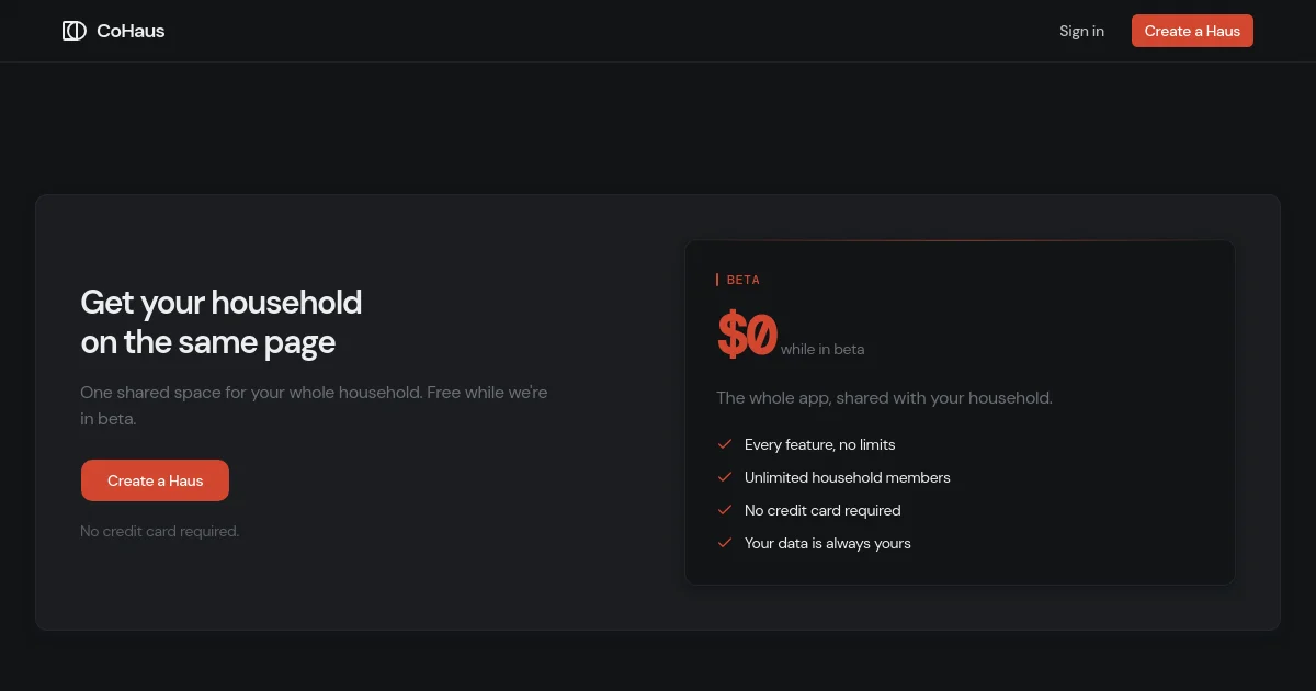 Cohaus pricing page
