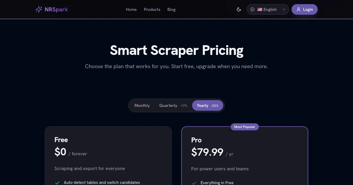 Smart Scraper pricing page