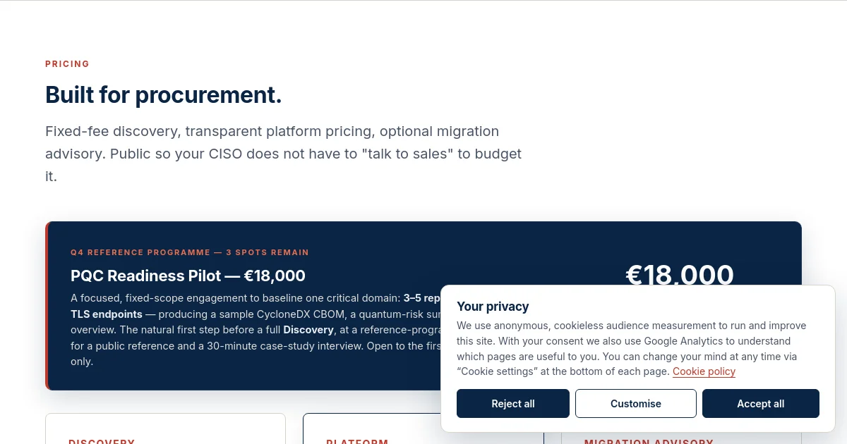 CRYPTAGION pricing page