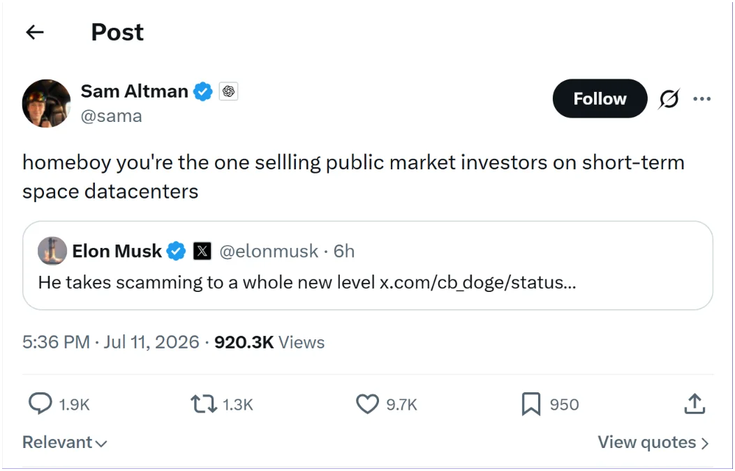 Elon Musk and Sam Altman, key figures in the AI feud, at a tech event