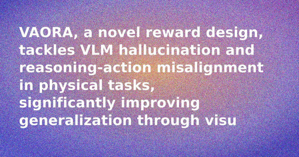 Abstract representation of a Vision-Language Model interacting with a physical environment, with visual cues highlighting aligned reasoning and action outcomes.