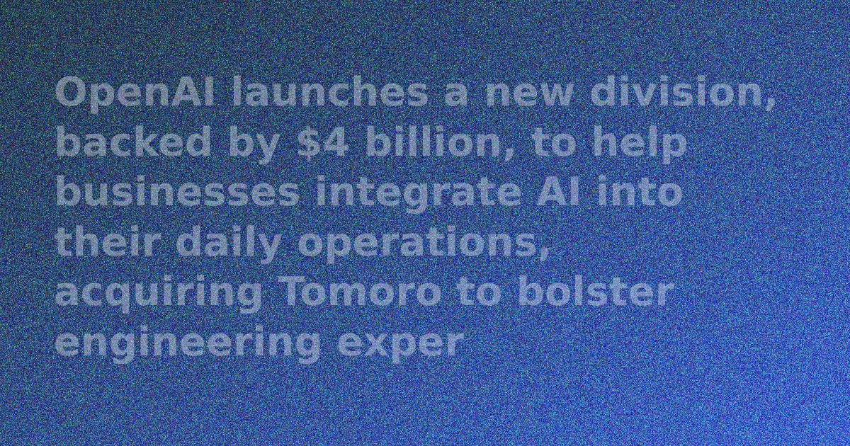 OpenAI logo displayed on a digital screen, representing the company's new AI deployment initiative.
