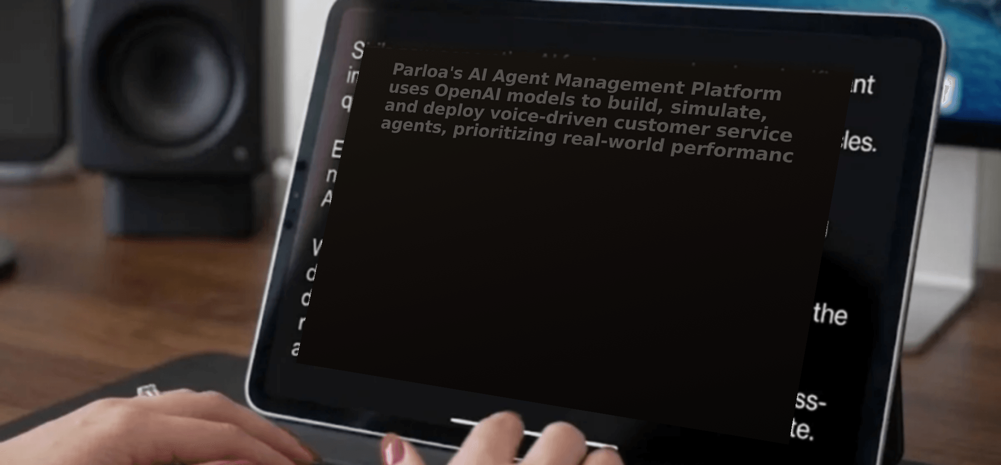 Parloa AI Agent Management Platform interface showing agent configuration and simulation.