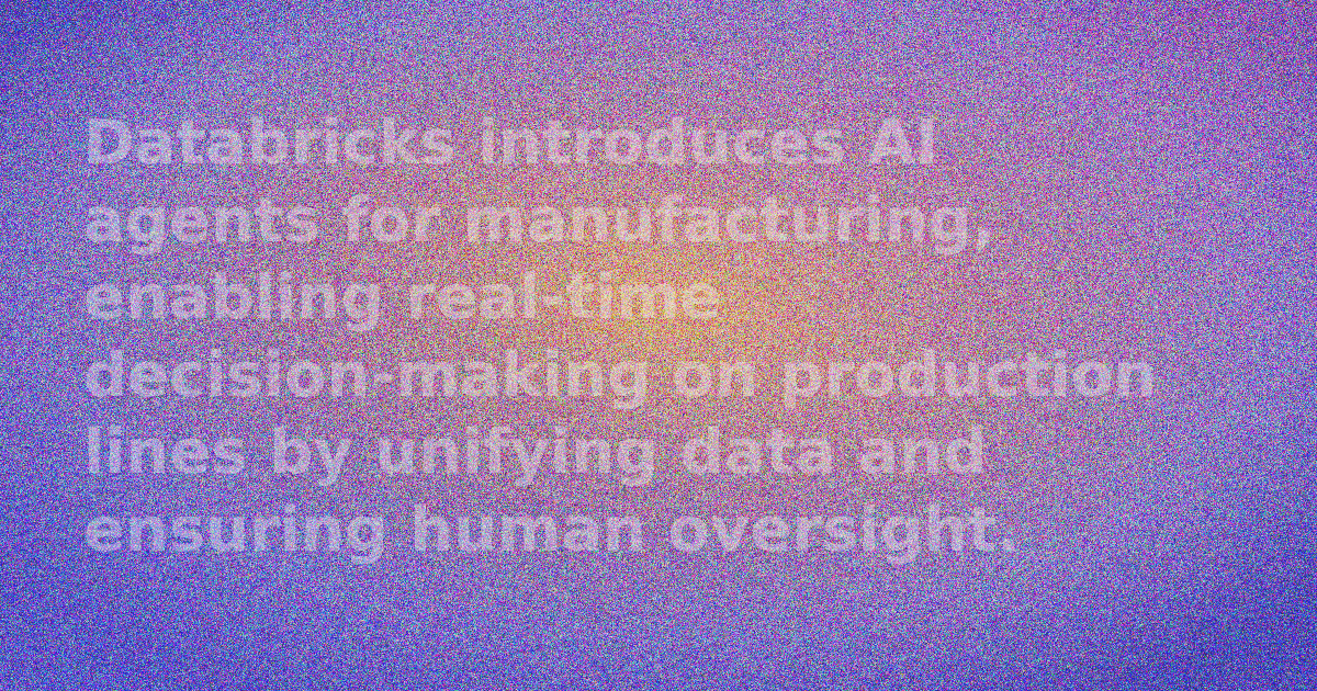 Abstract representation of AI agents interacting with a factory production line.