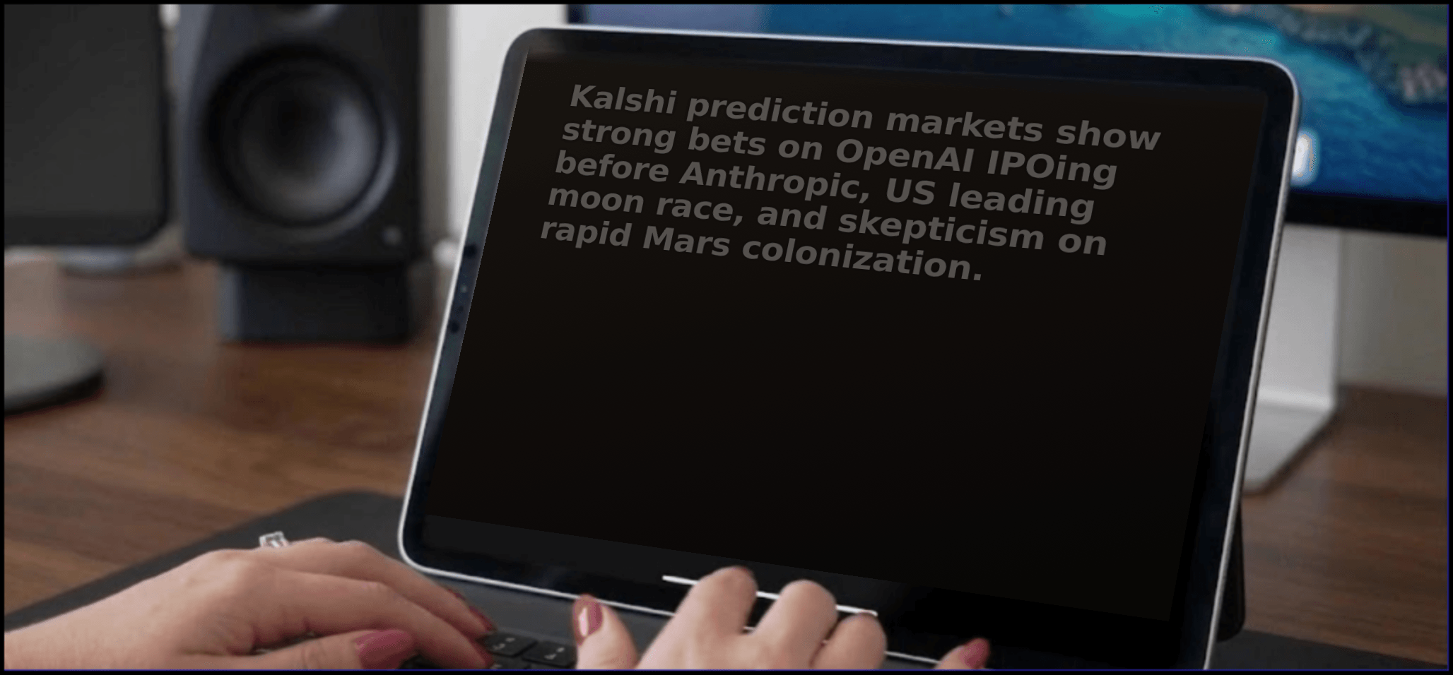 Illustration of global financial markets with icons representing AI, space, and geopolitics.
