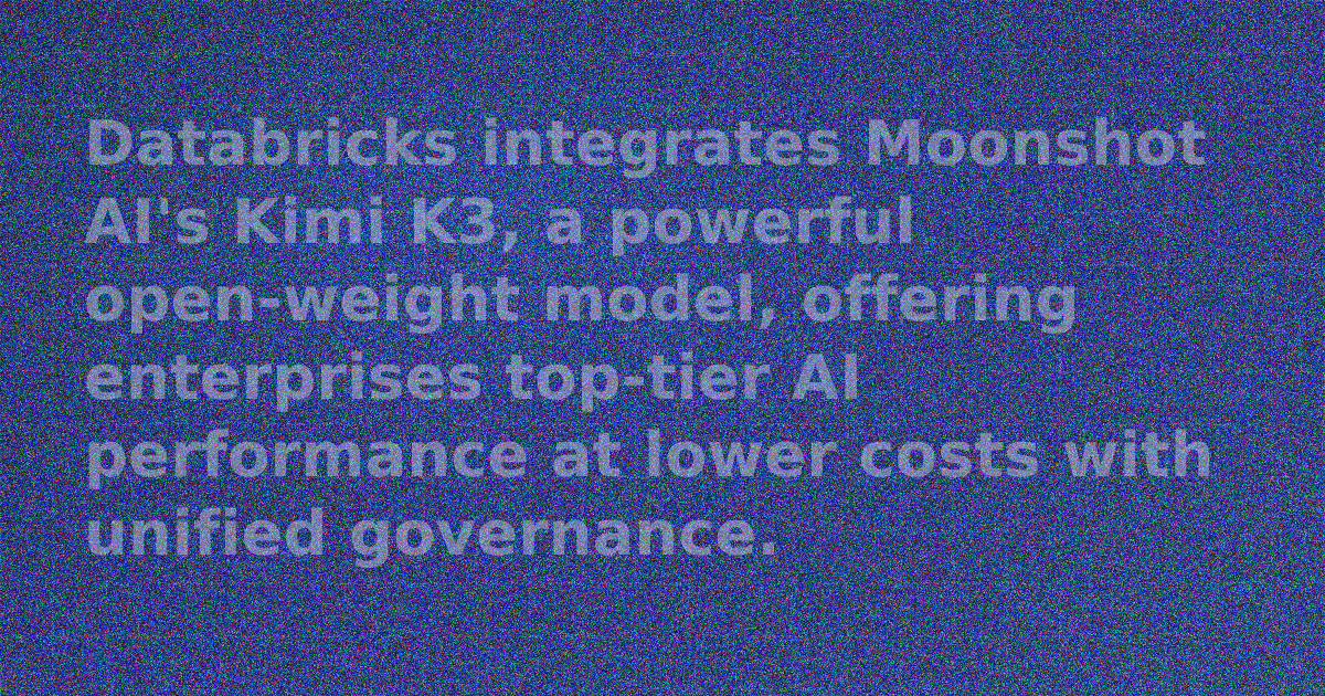 Databricks logo with Moonshot AI Kimi K3 model integration announcement