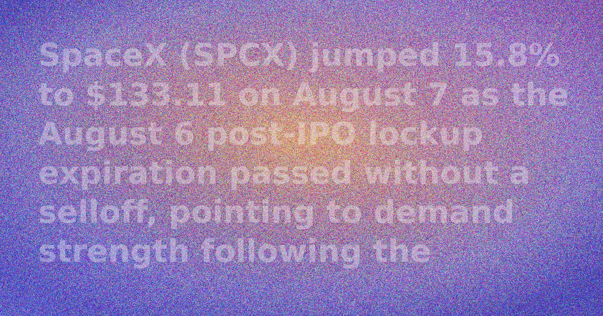 SpaceX SPCX stock surges after August 2026 lockup expiration