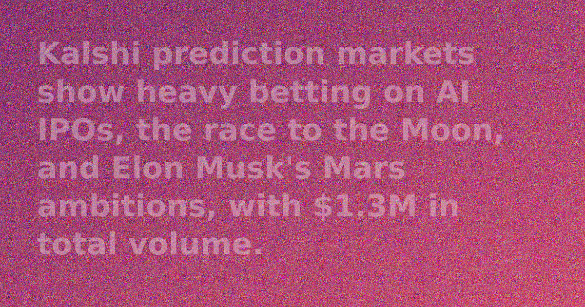 Graph showing diverse prediction market categories like AI, Space, and Geopolitics.