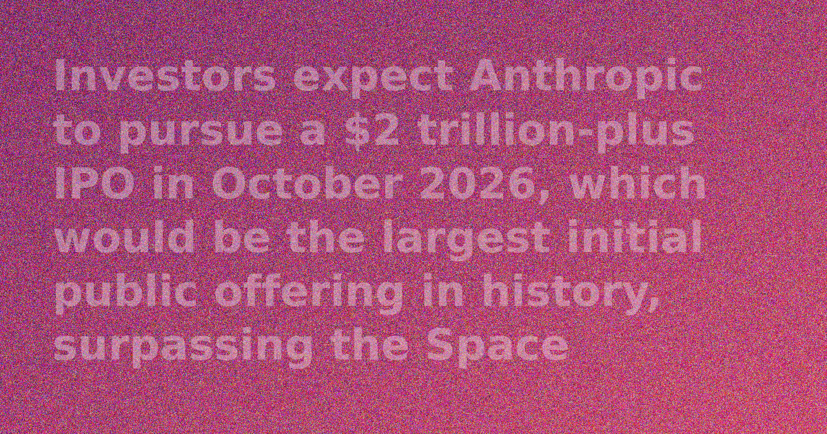Anthropic IPO 2026: $2 trillion valuation target and October listing