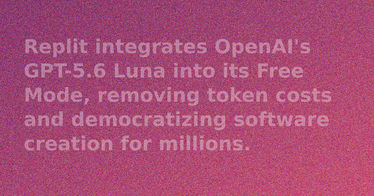 Replit interface showing code editor and AI chat assistant powered by GPT-5.6 Luna