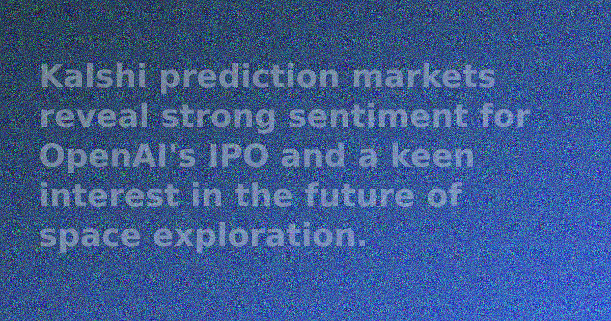 Illustration of a stock market graph overlaid with icons representing AI and space rockets.