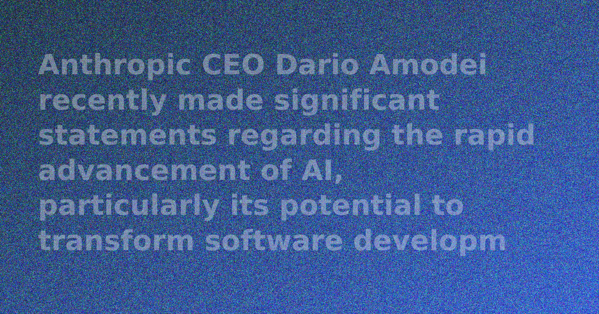 Anthropic CEO Dario Amodei Predicts AI to Write 90% of Code