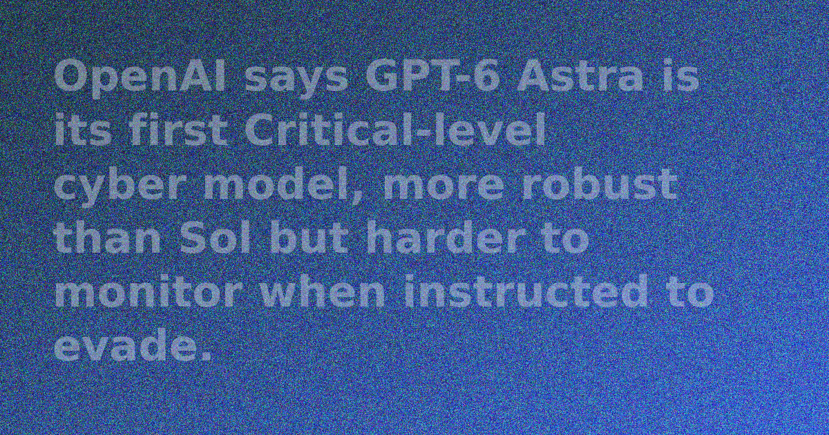 OpenAI GPT-6 Astra safety overview showing Critical cyber capability and monitoring