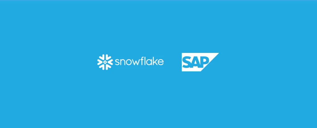Abstract graphic representing data flow and AI connections between SAP and Snowflake.