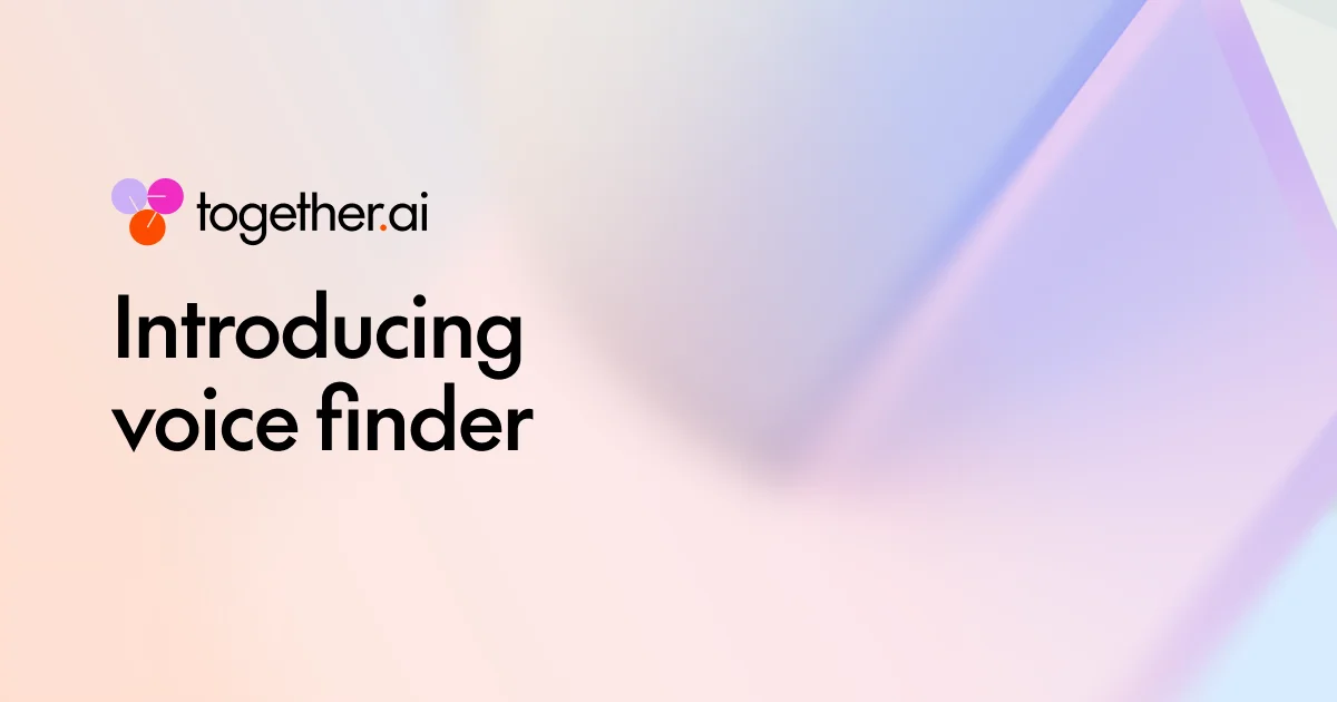 Screenshot of the Together AI Voice Finder interface showing voice search and filtering options.