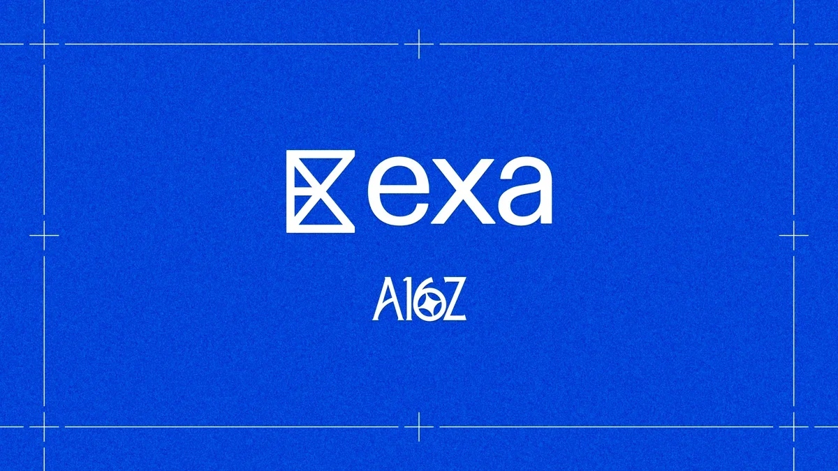 Exa logo with a subtle tech background.