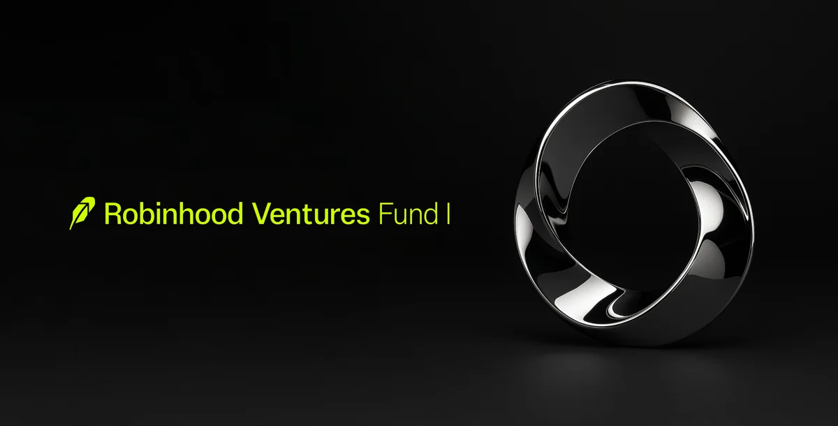 Robinhood Ventures Fund I logo with abstract representations of ElevenLabs and Stripe logos.