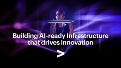 Abstract digital network representing AI-ready infrastructure with glowing nodes and connections.