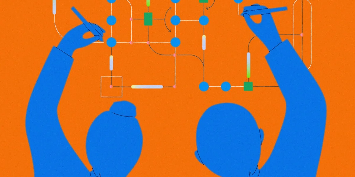 Abstract representation of AI agents interacting with digital interfaces.