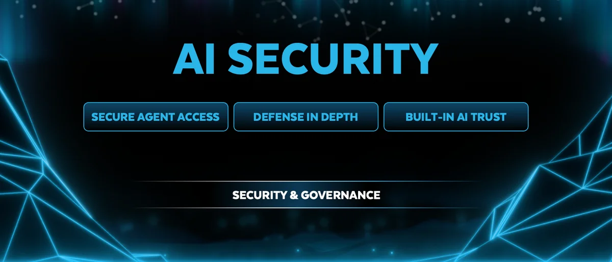 Snowflake logo with an abstract representation of data security and AI.