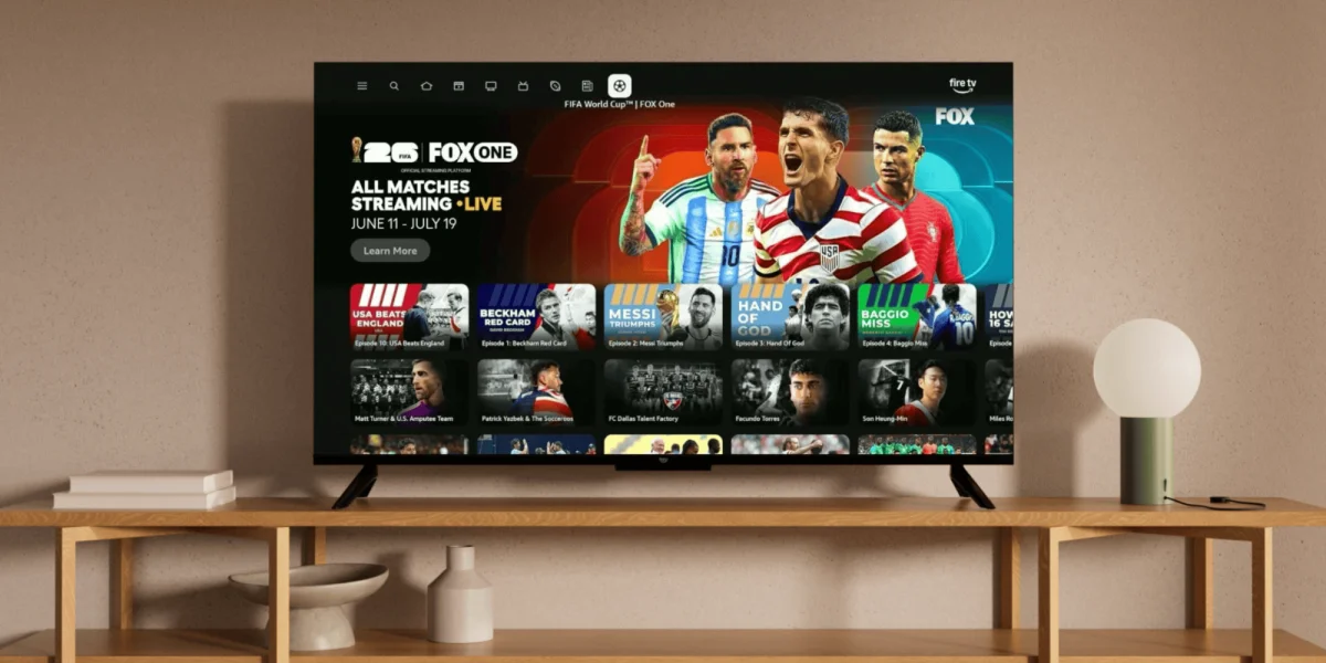 Fire TV interface showing FIFA World Cup 2026 content.