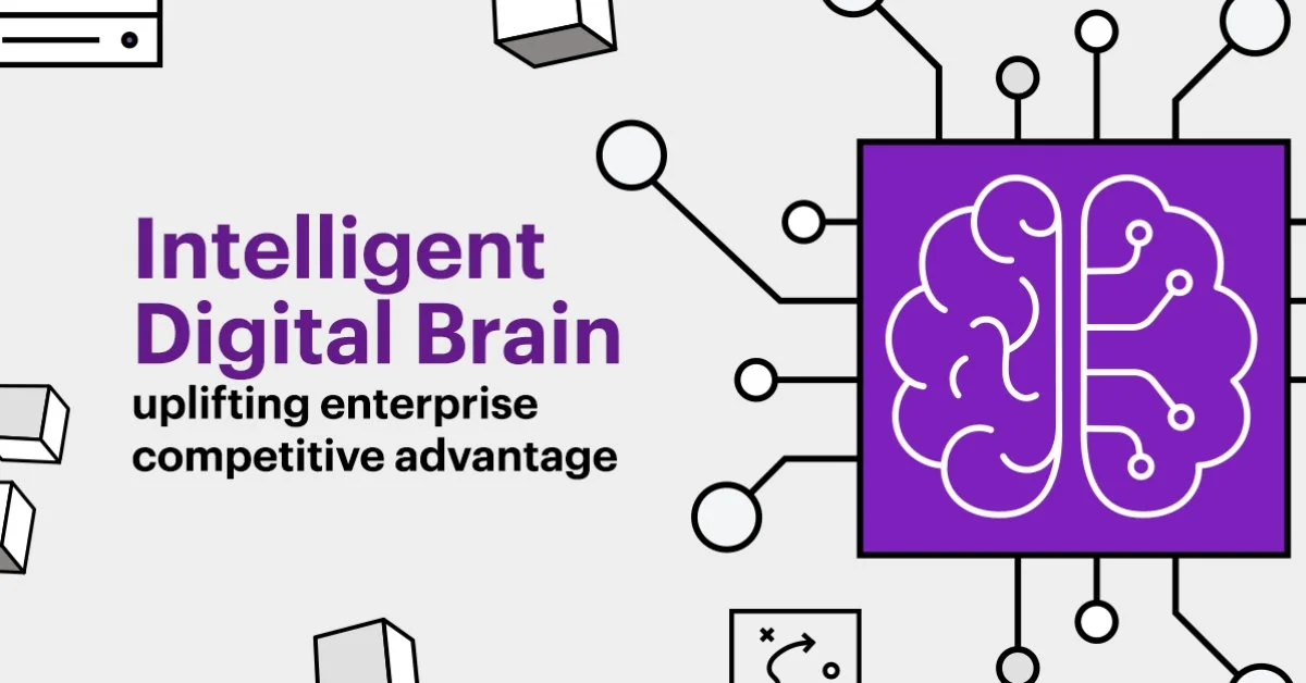 Abstract visualization of interconnected data nodes representing an intelligent digital brain.