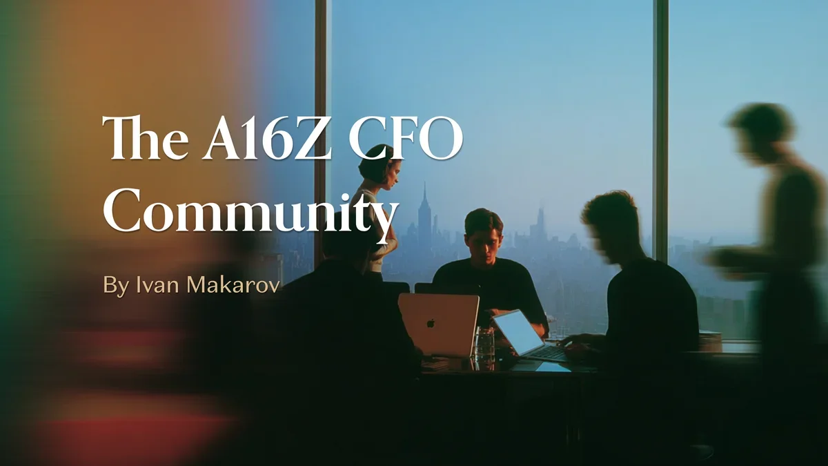 Group of professionals in a meeting room discussing business, representing the a16z CFO Community.