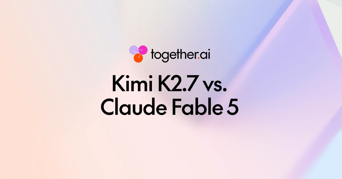 Comparison graphic showing Kimi K2.7 Code and Claude Fable 5 outputs for landing pages.