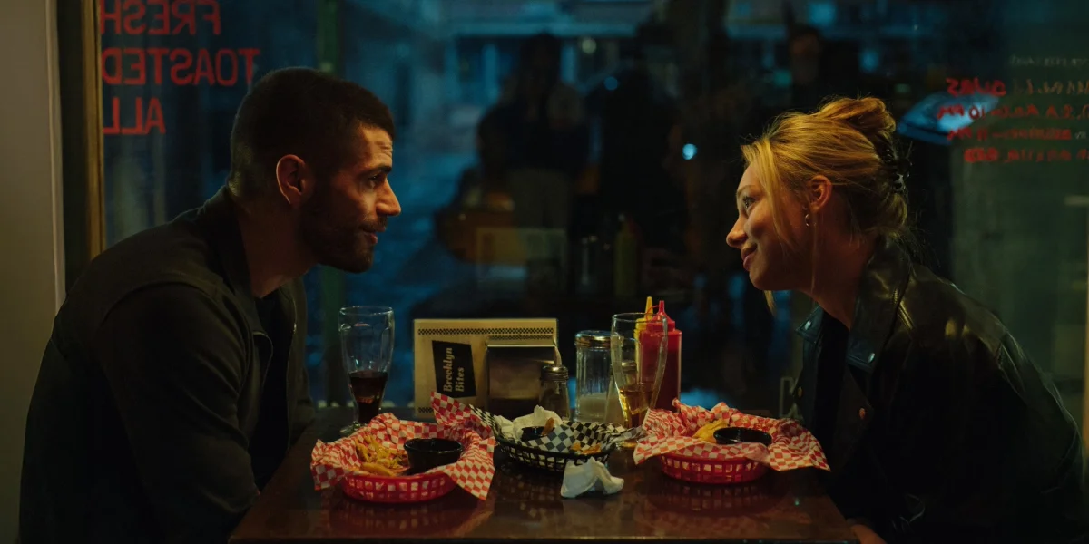 Promotional image for the Prime Video film Drawn Together, featuring stars Ester Expósito and Hugo Diego García.