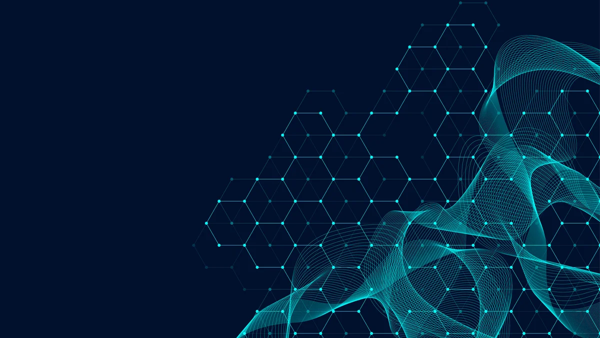 Snowflake logo with abstract data visualization elements.
