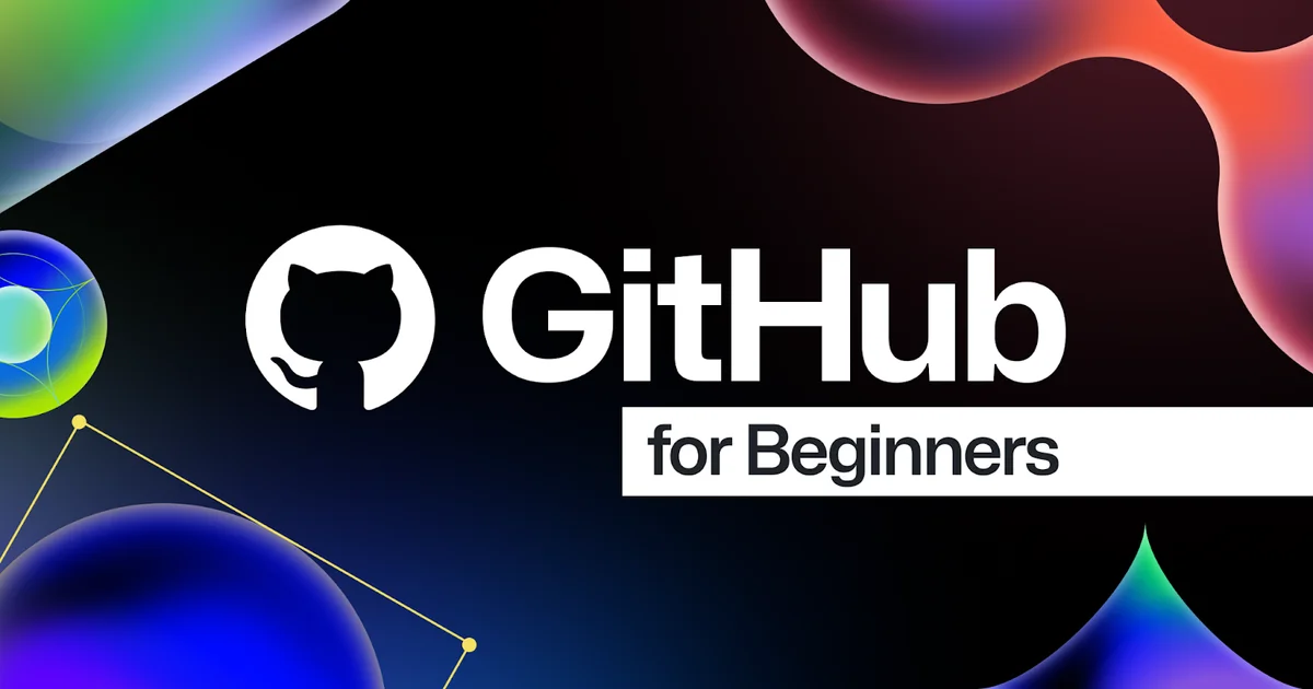 Illustration of a person learning to code on a laptop with GitHub logos.