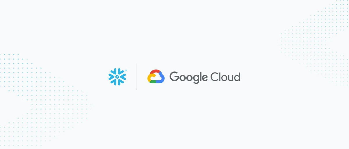 Abstract representation of interconnected data clouds for Snowflake and Google Cloud